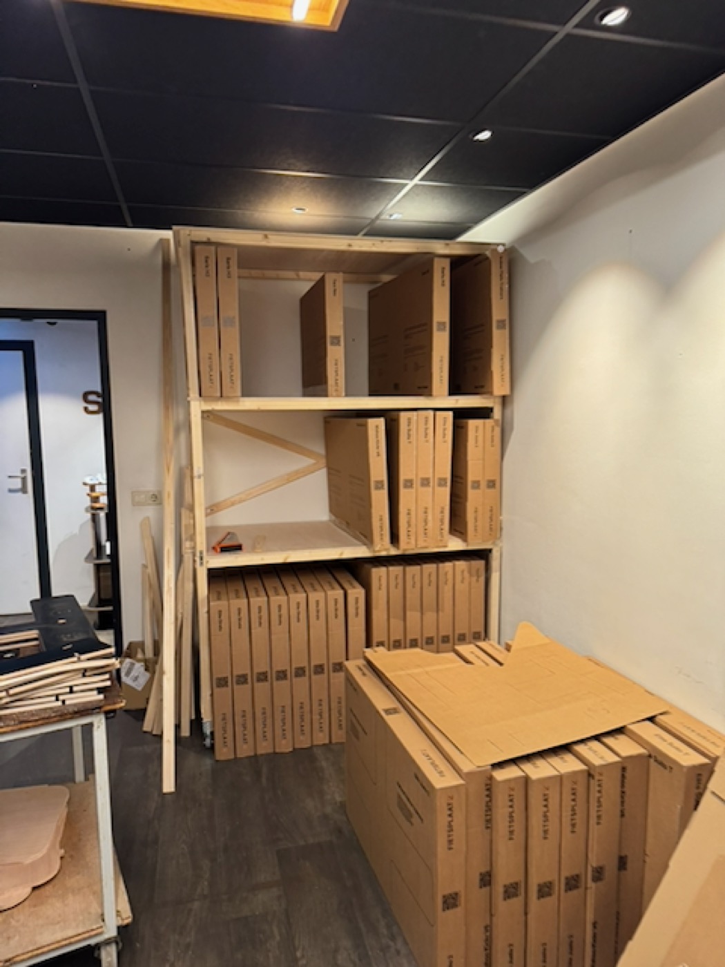 Shelving with boxes